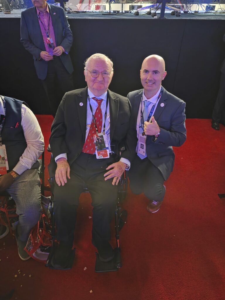 Morton Blackwell, RNC Committeeman from Virginia, seated beside Matt Braynard on the convention floor.
